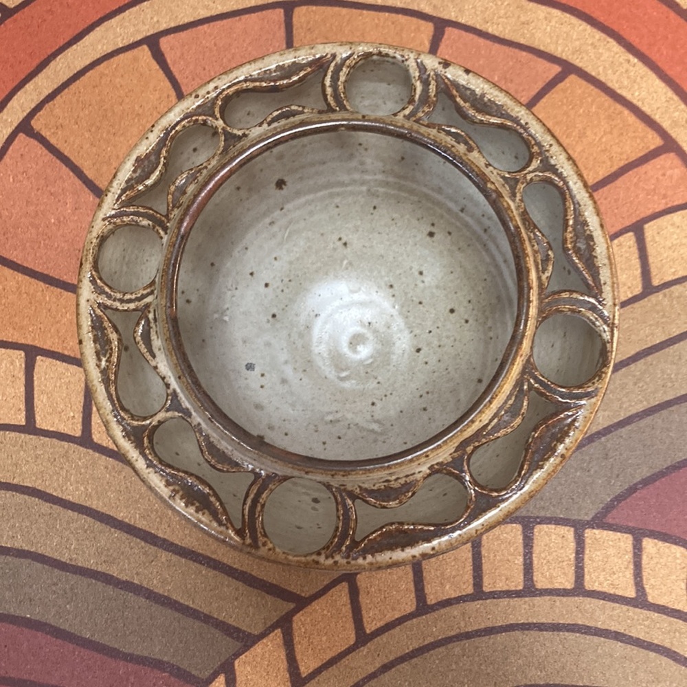 Unique studio pottery display potpourri bowl ceramic stoneware glazed planter - Picture 3 of 12